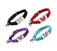 BUGUUYO 4 Pièces Collier de Chat en Diamant de Couleur s'échapper Colliers pour Chiots cœur Collier pour Chat Collier Chat Rose Fournitures de Chat Colliers de Chat Polyester