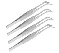 BUGUUYO 4 pièces Lot de Pinces Brucelles Acier Inoxydable Antistatiques Pincettes à Pointe Courbée Antimagnetique Haute Précision pour Électronique Bijoux et Laboratoire
