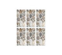 BUGUUYO 6 feuilles Stickers Muraux Galets Résistants à Eau Huile Peint Décoratif Autocollants Carrelage Polyvalents pour Cuisine et Salle de Bain Lot