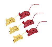 BUGUUYO 6pièces Jouets Doux Et Pailleté pour Chats Jouets Interactifs pour Chat Intérieur Souris Colorées Rouges Jaunes