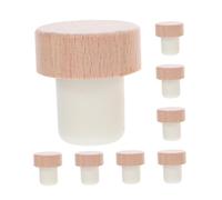 BUGUUYO 8 pièces Lot de Bouchons de Vin Réutilisables T Bois et Silicone Bouchons Étanchéité pour Bouteilles Maintien Fraîcheur et Prévention de Oxydation