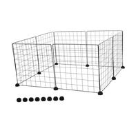 BUGUUYO 8pièces Clôture Modulaire pour Petits Animaux Enclos Métal Noir Panneaux Ajustables pour Lapins Cobayes Et Autres Rongeurs Installation Facile Et