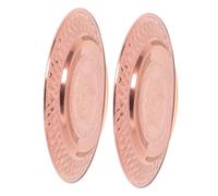 BUGUUYO Assiette à Dessert en Acier Inoxydable Lot de 2 Assiette à Pâtisserie Plateau de Service Rond Plat Multifonction pour Dessert Apéritif Goûter Motif Élégant Rose Gold