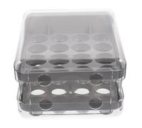 BUGUUYO Boîte à Œufs Tiroir pour Réfrigérateur Double Couche Œufs Rangement Pratique et Sécurisé pour Maison Ferme Coque Empilable Gris