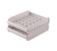 BUGUUYO Boîte de Conservation des Œufs à Double Couche en Plastique Blanc Base Stable et Design à Rainures pour Organiser Réfrigérateur Cuisine