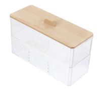 BUGUUYO Boîte De Rangement pour Cosmétiques en Acrylique Transparent à Deux Niveaux avec Couvercle en Organisateur pour Salle De Bain Porte-Coton Polyvalent Design Élégant pour Maison
