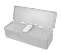 BUGUUYO Boîtier de Rangement pour Piles AA AAA et Piles Bouton, Boîte Double Couche Grise en Plastique Robuste, Étui Compact Verrouillage Anti-déversement, Organiseur Portable pour