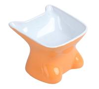BUGUUYO Bol Céramique pour Chat Et Chien Réducteur Cervical Design Incliné Orange pour Alimentation Confortable Et Saine