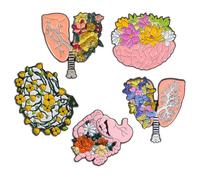 BUGUUYO Broches Anatomiques 5 Pièces Broche Décorative En Émail Alliage Cerveau Poumon Intestin Estomac Pour Vêtements Chapeaux Écharpes