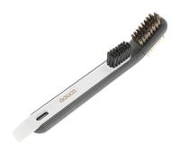 BUGUUYO Brosse de Cuisine avec Grattoir Métalique Fil Rotatif Manche Long Brosse Rigide pour Nettoyage et Dégraissage des Surfaces Étroites pour Cuisine et Maison
