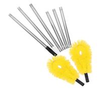 BUGUUYO Brosse de Nettoyage de Gouttières Extensible Manche Télescopique Réglable, 6 Sections, 2 Têtes Jaunes Résistantes, Outil Multi-angles pour Toiture et Descentes Pluviales, Nettoyage
