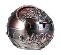 BUGUUYO Cendrier Créatif en Métal Petit Format avec Couvercle, Coloris Cuivre Rouge, Résistant Aux Chutes, pour Salon Et Terrasse, Accessoire Déco Intérieur Pratique