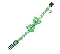 BUGUUYO Collier pour Chat avec Nœud Mignon Et Cloche Accessoire Pratique pour Animaux De Compagnie Parfait pour Fêtes Quotidien Couleur Verte avec Motif De Bonhomme