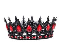 BUGUUYO Couronnes noires, couronnes de, couronne médiévale baroque en alliage, couronne de mariée pour femme et fille, bal de fin d'année, fête costumée, noir et rouge