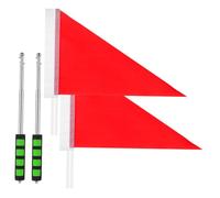 BUGUUYO Drapeaux de gestion du triangulaires rouges 2pcs 1,2 m avec mât télescopique en acier inoxydable pour activités extérieures et excursions scolaires