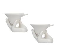 BUGUUYO Filtre à Thé en Céramique Blanc Résistant à Chaleur avec Support Main Guanyin 2 Sets pour Accessoires de Théière et Service à Thé Kung Fu