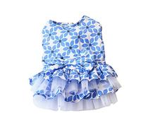 BUGUUYO Jupe De Chien Costumes pour Animaux De Compagnie Robe De Chien Race Tenues Animal De Compagnie Mignon Chiot Chiens Robe S'habiller avec Un Arc Tenues Sky-Blue