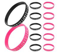 BUGUUYO Lot de 12 Bracelets en Silicone Musicaux Notes de Musique, Couleurs Noires et Roses, Flexibles et Résistants à L'humidité, pour Concerts, Festivals et Événements Sportifs