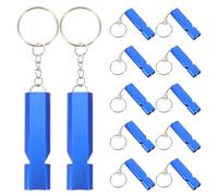BUGUUYO Lot de 15 sifflets de Secours à Double Tube - Sifflet de Survie d'urgence Ultra Puissant en Alliage d'aluminium avec Porte-clés pour Le Camping et la randonnée (Bleu)