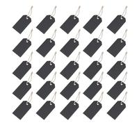 BUGUUYO Lot de 150 Sets de Étiquettes de Prix en Tableau Noir Mini Carré 56 X 31 Mm Noir Ficelle en Jute, Fournitures pour Supermarché et Centre Commercial, Panneaux D'affichage Prix