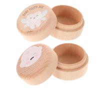 BUGUUYO Lot de 2 Boîtes à Souvenirs de Dents en Bois Rondes pour Bébé Première Boîte de Rangement pour Dents de Lait pour Baby Shower et Organisation