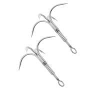 BUGUUYO Lot de 2 Grappins D’ancrage en Acier Inoxydable 4 Griffes Petit Modèle, Crochet Marin Polyvalent pour Bateau, Randonnée et Pêche en Extérieur, Accessoires Quincaillerie