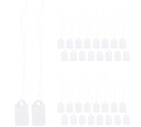 BUGUUYO Lot de 300 Étiquettes à Bijoux Suspendues en Papier Blanc avec Ficelle en Coton, Inscriptibles, Résistantes, pour Petites Entreprises et Artisanat