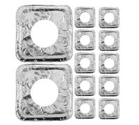 BUGUUYO Lot de 50 Protège-brûleurs en Aluminium Épais 3,5 Mm, Carrés Jetables, Résistants la Chaleur, pour Plaque de Cuisson à Gaz, Protection Anti-graisse et Nettoyage Facile,