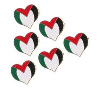 BUGUUYO Lot de 6 Épingles Drapeau Palestine en Alliage, Forme Cœur, Résistantes Décoloration, Accessoires pour Vêtements et Paquet Lors de Rassemblements