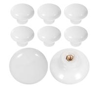 BUGUUYO Lot de 8 Poignées de Tiroir Rondes en Céramique Blanche 32X32X24 MM Boutons de Meubles Modernes Cuisine et Salle de Bain Poignées Suspendues Ergonomiques et Faciles à Nettoyer