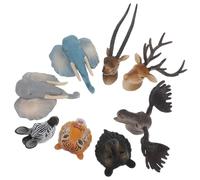 BUGUUYO Lot de 8 Têtes d'Animaux Artificielles Réalistes Décoratives Sculptures Murales Minimalistes pour Chambre Salon ou Bureau Décoration Murale Animaux Art Mural Animaux pour