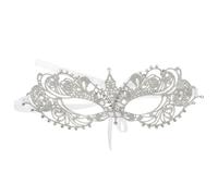 BUGUUYO Masque Accessoire Léger et Élégant en Dentelle Argentée Orné de Cristaux pour Carnaval et Halloween pour Bal Masqué Féminin