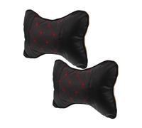BUGUUYO Oreiller Appui-tête Voiture en Coton PP 2 Pièces Noir avec Fils Rouges, Coussin Repose-Nuque pour Siège Auto, Usage Quotidien Et Voyages, Confort Ergonomique pour Conducteurs Et Passagers