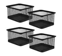 BUGUUYO Organiseur de Bureau Carré 4 Pièces en Maille Métallique Robuste, Boîte Distributrice de Trombones Multifonctionnelle pour Rangement Fournitures Scolaires et Espace de Travail