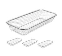 BUGUUYO Panier Metal en Acier Inoxydable Argenté, Lot de 4pcs Design en Maille Rigide et Trous Uniformes, Accessoires pour Lave-vaisselle et Rangement Cuisine