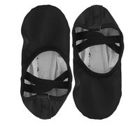 BUGUUYO Pantoufles de Ballet en Cuir PU Souple sans Lacets pour Femmes et Filles Semelle Flexible Une Pièce Ballerines Noires Taille 23 Respirants et Adaptés à la Pratique du Ballet