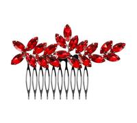 BUGUUYO Peigne à Cheveux Accessoire Élégant de Mariage en Alliage de Zinc avec Cristaux Rouges et Facile à Utiliser pour Mariée et Demoiselles D'honneur Lors du Mariage