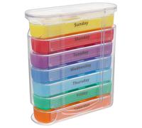 BUGUUYO Pilulier Compact Hebdomadaire Jours avec Compartiments par Jour Boîte à Médicaments Transparente pour Organisation Précise des Comprimés et Transport Facile