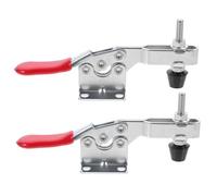 BUGUUYO Pinces à Bascule à Pression Bas en Métal, Lot de 2, Serrage Rapide et Vertical, Poignée Vinyle Antidérapante, Fixation Bois et Métal pour Travaux Manuels et Bricolage