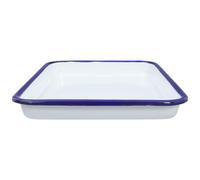 BUGUUYO Plateau de Service Rectangulaire en Émail Blanc, pour Laboratoire | Surface Résistante aux Rayures, Finition Lisse et Élégante, Usage la Cuisine ou Essais, Grand Espace Utile
