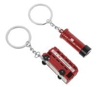 BUGUUYO Porte-clés de voyage Londres bus et boîte aux lettres 2 pièces, élément britannique en alliage de zinc rouge, décoration pratique pour voiture