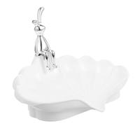 BUGUUYO Porte-savonnette Autonettoyant Petit Format Blanc De Coquillage Motif Lapin Blanc en Plastique Antidérapant pour Salle De Bain La Cuisine Et Buanderie