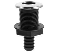 BUGUUYO Raccord Traversant Droit pour Yacht Sortie de Vidange Nylon Noir et Acier Inoxydable Connexion Passe-Coque Scupper Résistante Corrosion