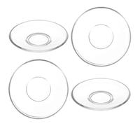 BUGUUYO Soucoupes Assiettes en Verre Rondes, Lot de 4, Résistantes et Faciles à Nettoyer, pour Maisons et Salles de Yoga, Plaques de Verre Transparentes Réutilisable