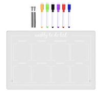 BUGUUYO Tableau d'écriture en acrylique transparent effaçable à sec, 1 set pour listes de tâches et plans hebdomadaires, format paysage, pour bureau et organisation quotidienne