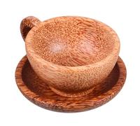 BUGUUYO Tasse Bois avec Sous Rond Protecteur Mug à Café et Eau Polyvalent pour Boissons Chaudes Style Zen Ensemble Vintage pour Table Marron