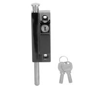 BUGUUYO Verrou de Porte à Ressort Métallique 18,8 X 4,1 X 4,1 Cm Noir, Loquet de Sol à Fixation en Surface avec Clé, Verrou Antivol pour Porte Tournante Automatique et Portail Coulissant,