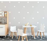BUGYBAGY Lot de 100 autocollants muraux amovibles pour chambre d'enfant Motif pois polka et étoiles Motif nuage+cœur Facile à décoller Facile à coller et vinyle métallique Blanc 2 pouces