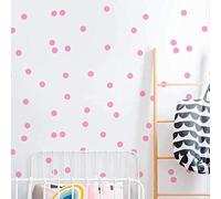 BUGYBAGY Lot de 200 stickers muraux en vinyle métallique Motif cercle doré à pois 1 inch 100pcs rose bébé