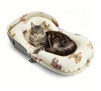 BugyKido Lit pour chat et chien - 84 x 48 x 14,5 cm - Petit panier pour chien - Coussin de nuque double face - Amovible et lavable - Beige